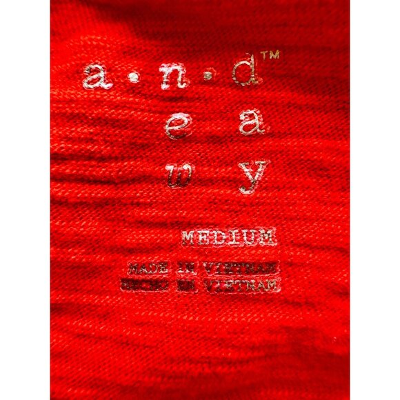 A New Day Orange Red Twist Front Tee Medium 100% Cotton Short Sleeve Top Elastic - Picture 6 of 8